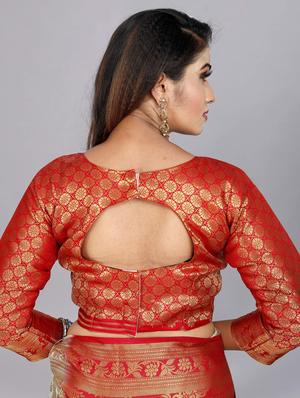offwhite tussar silk woven saree with blouse - 18250828 - Standard Image - 5
