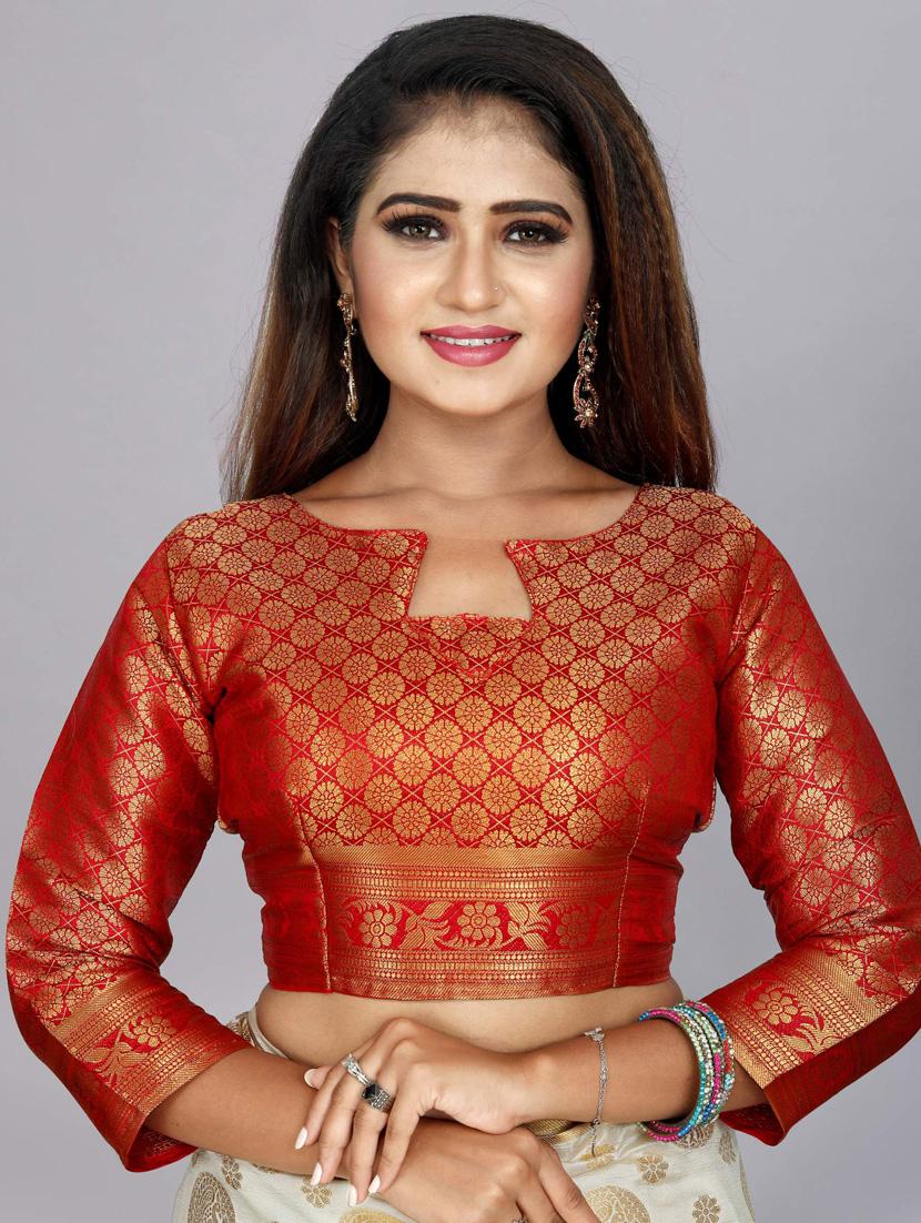 offwhite tussar silk woven saree with blouse - 18250828 - Zoom Image - 4