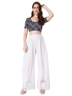 blue cotton lycra printed blouse - 18251058 - Standard Image - 4