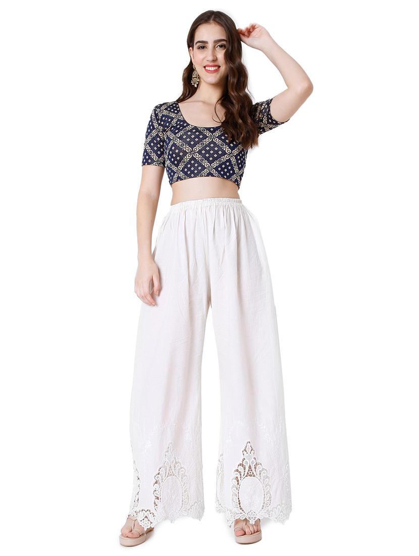 blue cotton lycra printed blouse - 18251058 - Zoom Image - 4