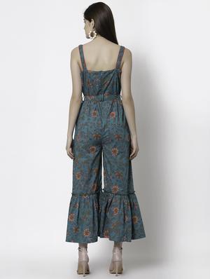 v-neck floral print full leg jumpsuit - 18251146 - Standard Image - 3