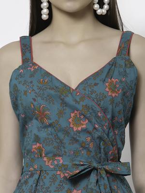 v-neck floral print full leg jumpsuit - 18251146 - Standard Image - 5