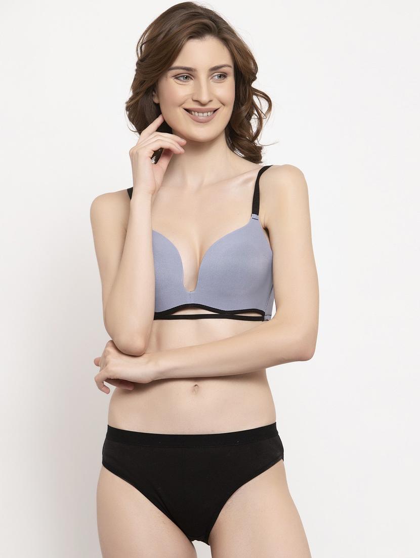 blue solid bras and panty set - 18251241 - Zoom Image - 1