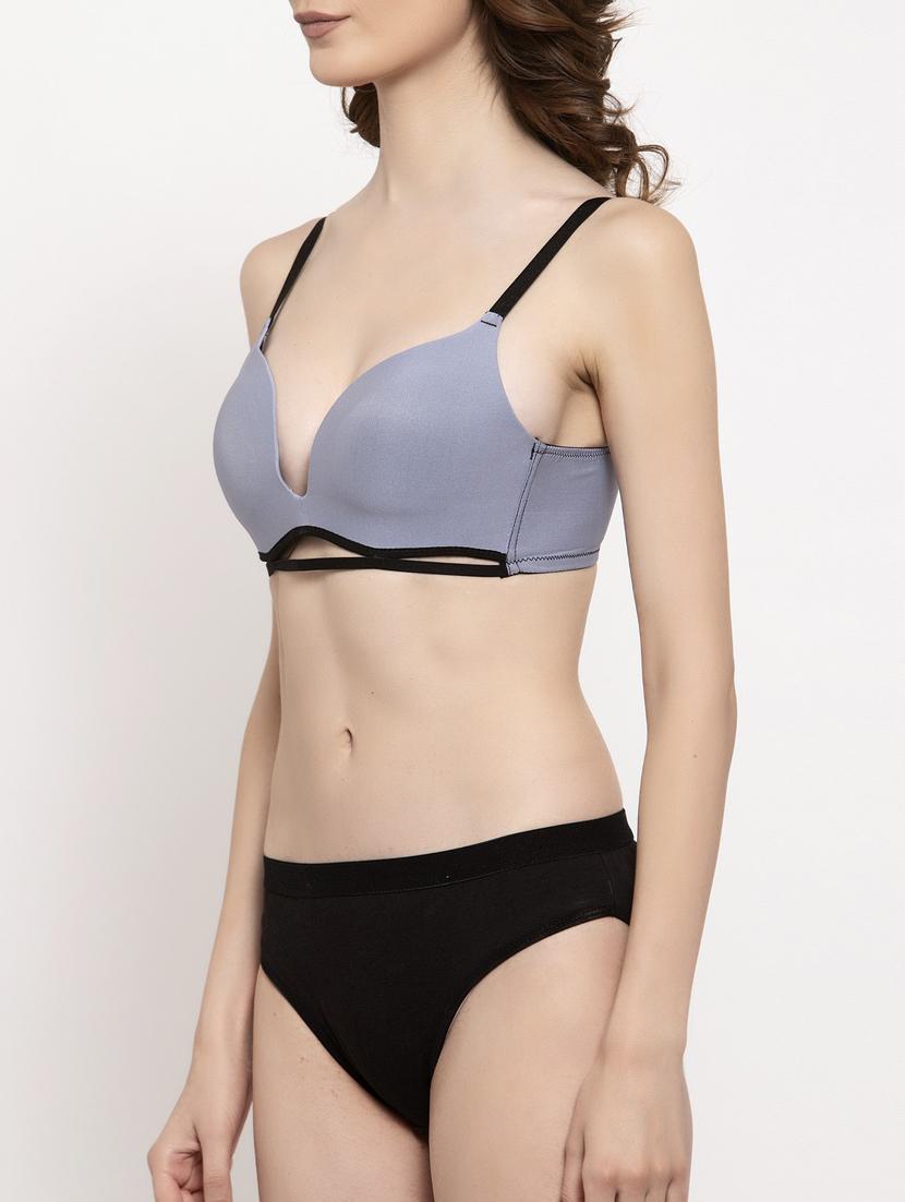 blue solid bras and panty set - 18251241 - Zoom Image - 5