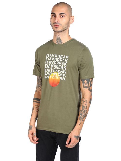 olive chest-printed t-shirt - 18251625 - Very Small Image - 1