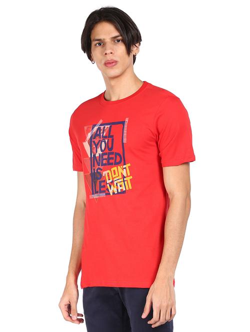red chest-printed t-shirt - 18251631 - Very Small Image - 1