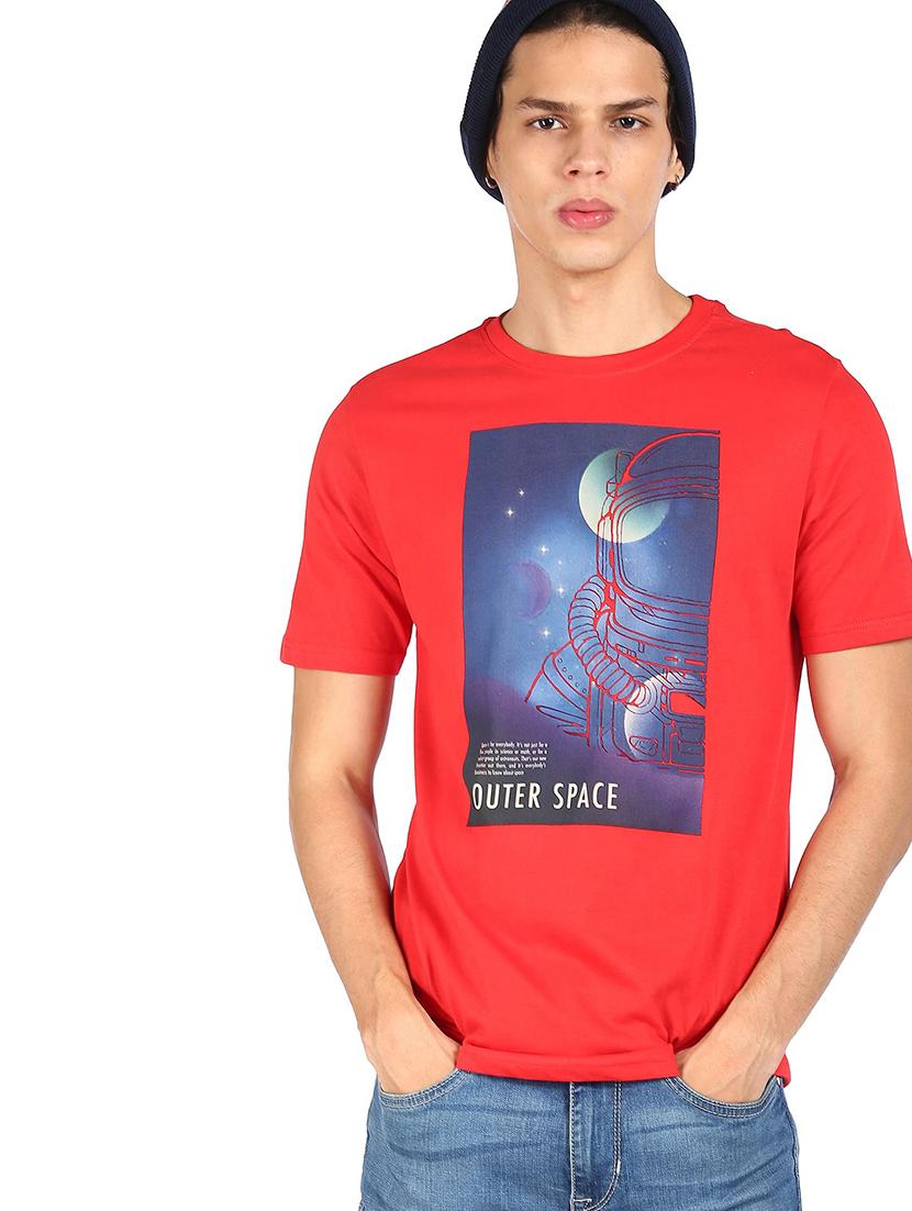 blue chest-printed t-shirt - 18251647 - Zoom Image - 1