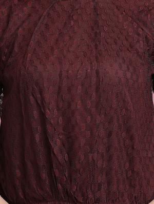 round neck self design blouson top - 18252073 - Standard Image - 5