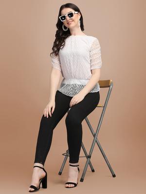 round neck self design top - 18252074 - Standard Image - 4