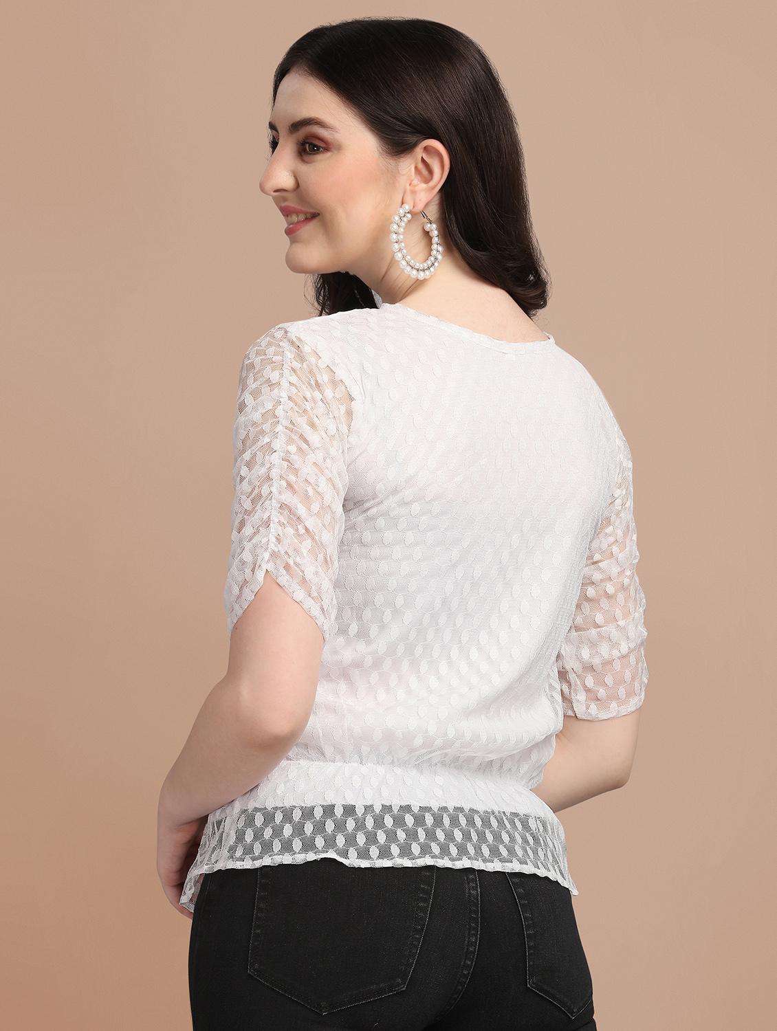 round neck self design top - 18252074 - Zoom Image - 3