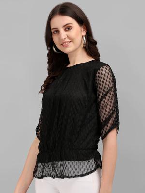 round neck self design top - 18252075 - Standard Image - 2