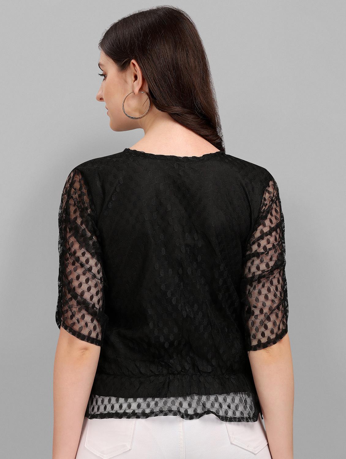 round neck self design top - 18252075 - Zoom Image - 3