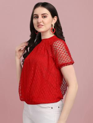 round neck self design top - 18252076 - Standard Image - 2