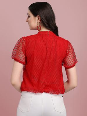 round neck self design top - 18252076 - Standard Image - 3