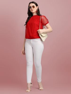 round neck self design top - 18252076 - Standard Image - 4