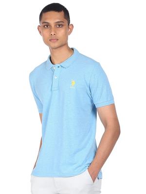 light-blue solid polo t-shirt - 18252245 - Standard Image - 2