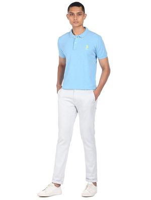 light-blue solid polo t-shirt - 18252245 - Standard Image - 4