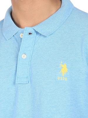light-blue solid polo t-shirt - 18252245 - Standard Image - 5