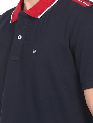 navy blue solid polo t-shirt - 18252281 - Standard Image - 5