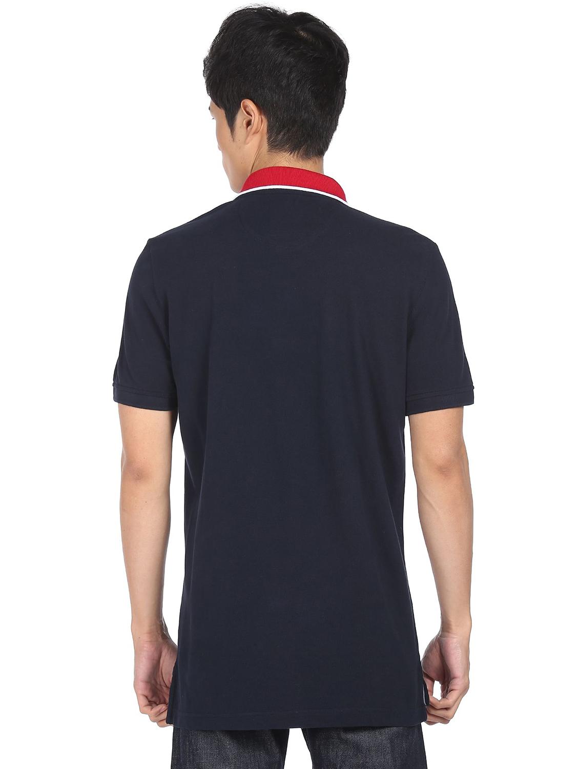 navy blue solid polo t-shirt - 18252281 - Zoom Image - 3