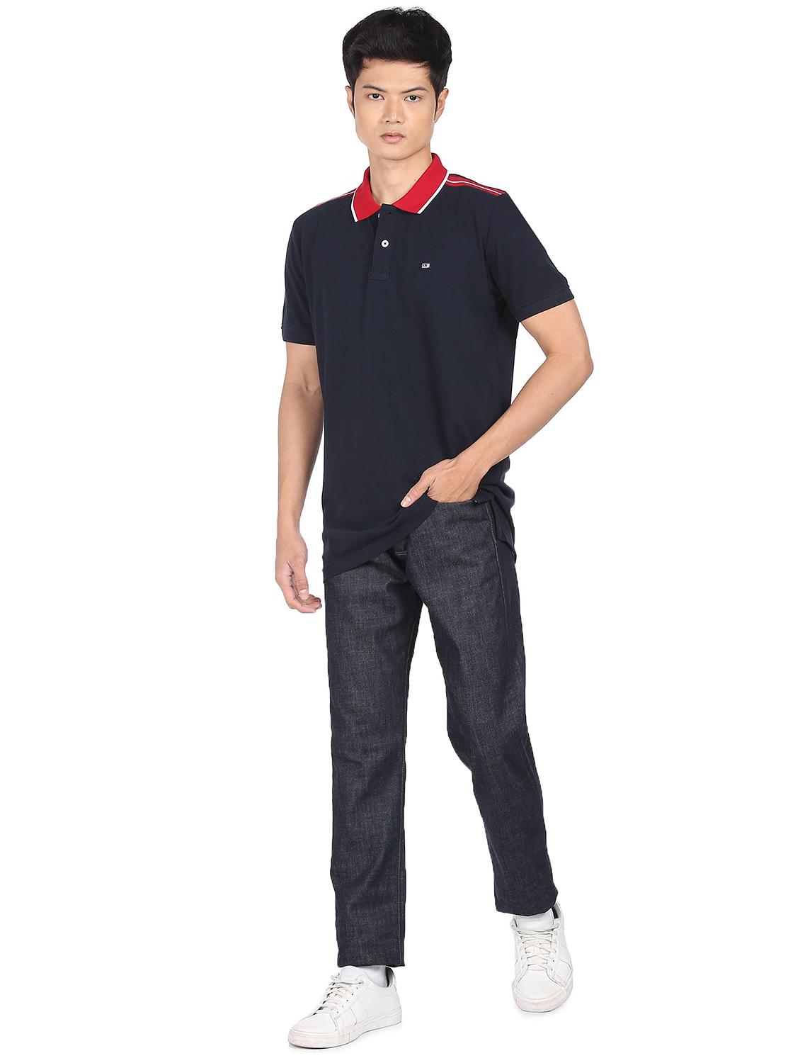 navy blue solid polo t-shirt - 18252281 - Zoom Image - 4