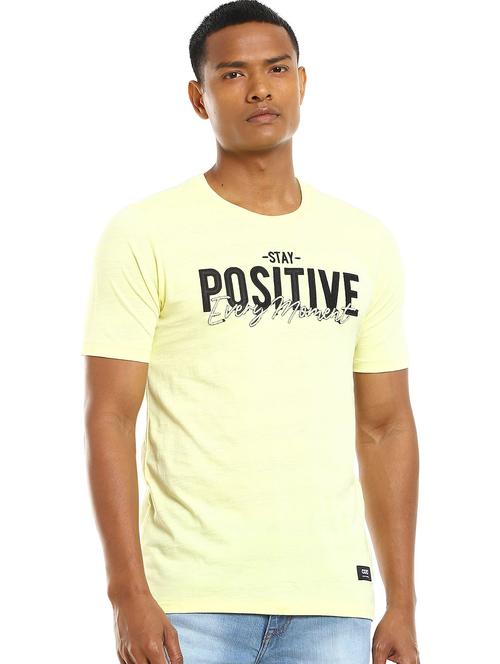 yellow chest-printed t-shirt - 18252544 - Standard Image - 1