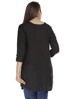 round neck solid tunic - 18254136 - Standard Image - 3