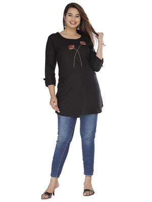 round neck solid tunic - 18254136 - Standard Image - 4