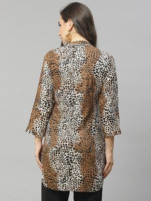 mandarin neck animal printed tunic - 18254143 - Standard Image - 3