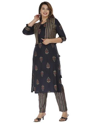 navy kurta pant set with jacket - 18254260 - Standard Image - 4