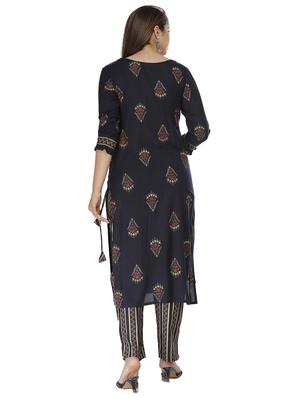 navy kurta pant set with jacket - 18254260 - Standard Image - 5