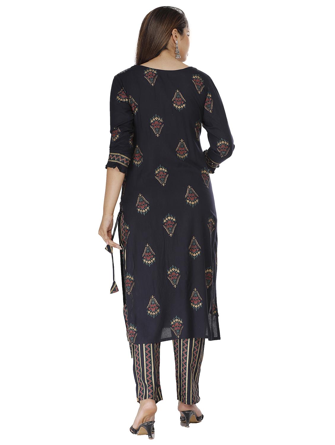 navy kurta pant set with jacket - 18254260 - Zoom Image - 5