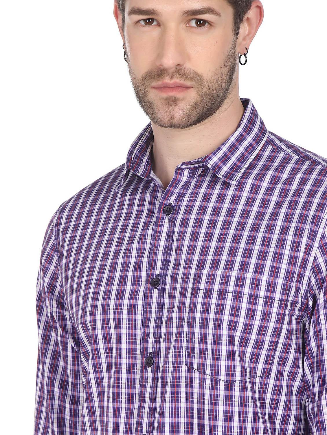 blue checkered casual shirt - 18254436 - Zoom Image - 5