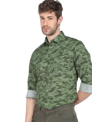 green camouflage casual shirt - 18254447 - Standard Image - 2