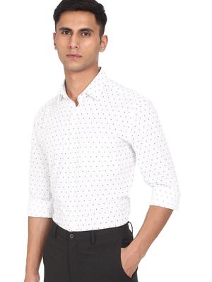 white printed casual shirt - 18254774 - Standard Image - 2