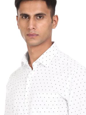 white printed casual shirt - 18254774 - Standard Image - 5