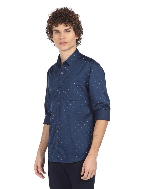 blue printed casual shirt - 18254956 - Standard Image - 1