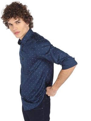 blue printed casual shirt - 18254956 - Standard Image - 2
