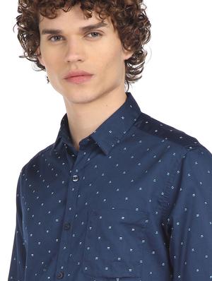 blue printed casual shirt - 18254956 - Standard Image - 5