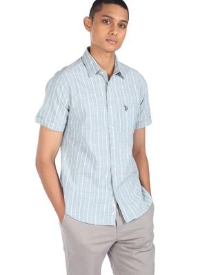 blue striped casual shirt - 18254986 - Standard Image - 2