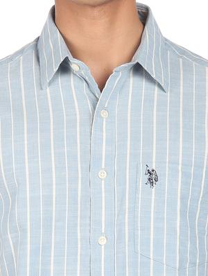 blue striped casual shirt - 18254986 - Standard Image - 6