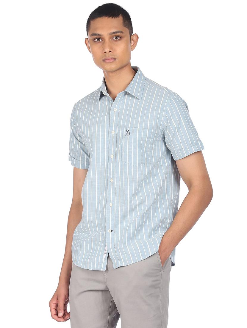blue striped casual shirt - 18254986 - Zoom Image - 1