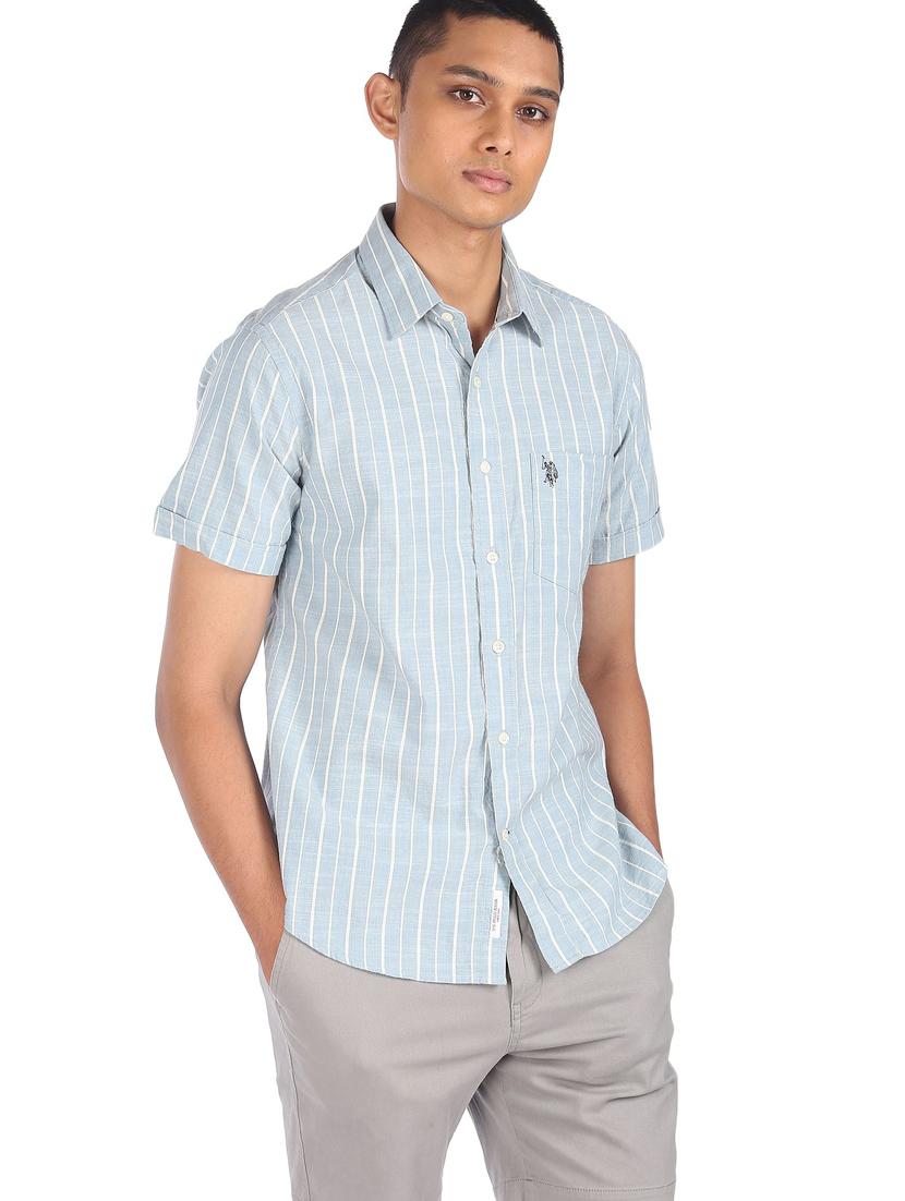 blue striped casual shirt - 18254986 - Zoom Image - 2