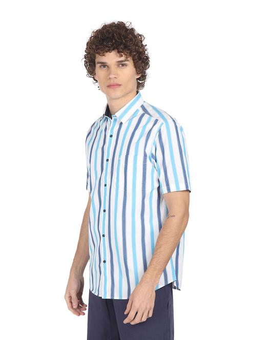 blue striped casual shirt - 18254995 - Standard Image - 1