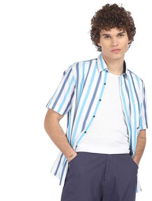 blue striped casual shirt - 18254995 - Standard Image - 2