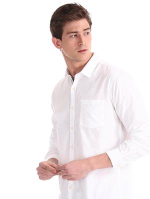 white solid casual shirt - 18255045 - Standard Image - 2