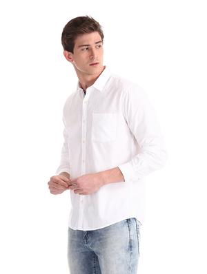 white solid casual shirt - 18255045 - Standard Image - 3