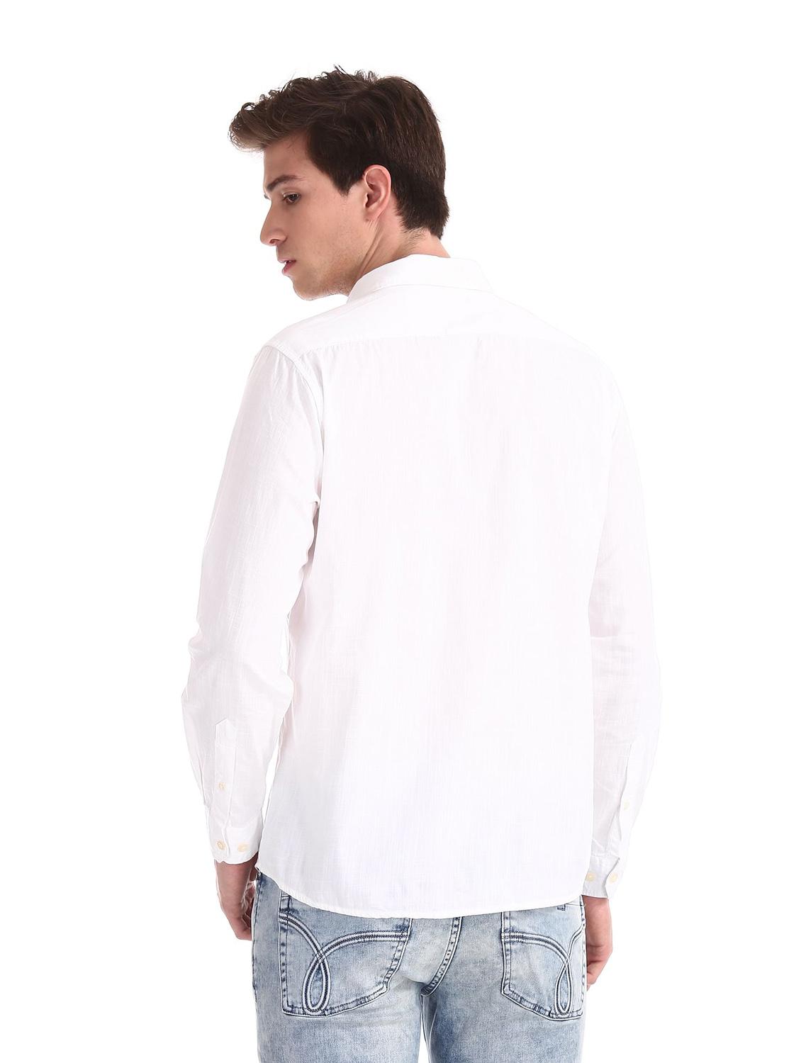 white solid casual shirt - 18255045 - Zoom Image - 4