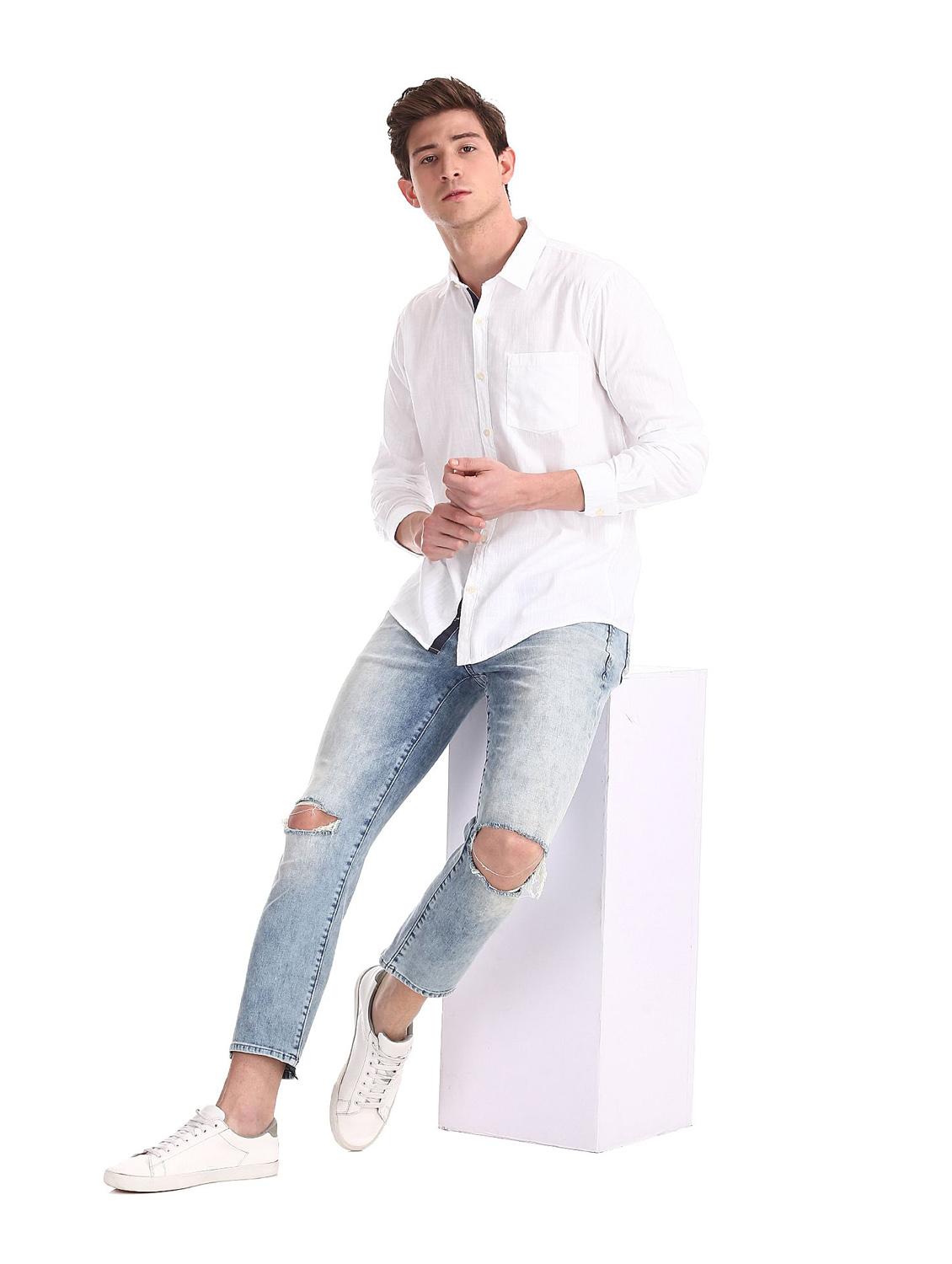 white solid casual shirt - 18255045 - Zoom Image - 5