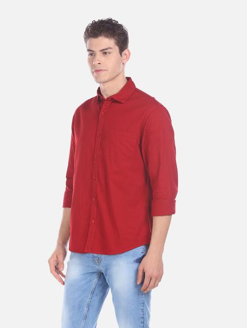 red solid casual shirt - 18255058 - Standard Image - 1